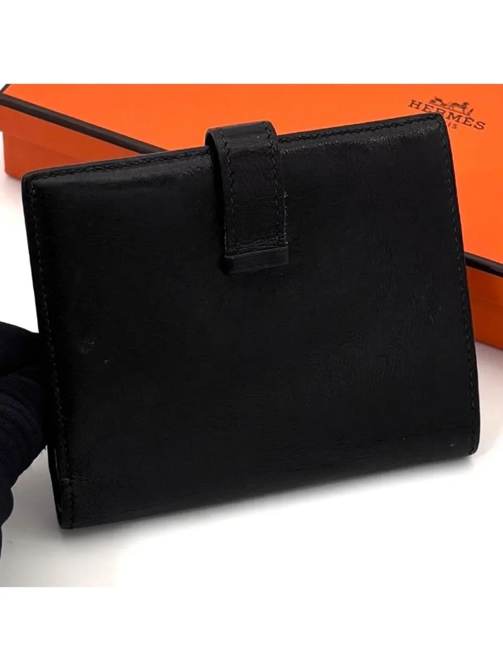 Hermes Bearn Compact Bifold Wallet Black Box Calf